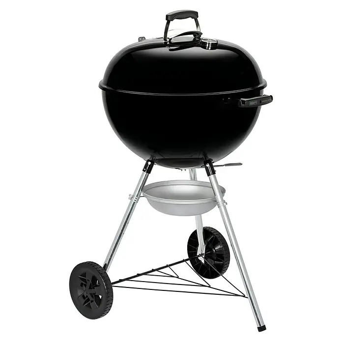 Weber Barbacoa redonda con tapa Original Kettle E-5710 - Diámetro de la superficie de la parrilla: 54 cm, Negro/Plateado - Imagen de una barbacoa de carbón Weber.