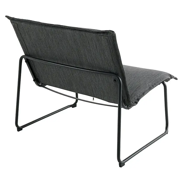 Sunfun Sarah Garten-Loungesessel - Anthrazit, B x T x H: 87 x 68 x 76 cm - Rückansicht eines modernen Loungesessels mit schwarzem Metallgestell und grauem Stoffbezug, der Komfort und Stil vereint.