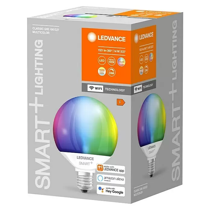 Osram Smart+ LED-Lampe - E27, Dimmbar, Warmweiß, 1.521 lm, 14 W - Diagonale Ansicht