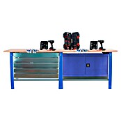 Simonrack Simonwork Banco de trabajo BT6 PRO Box Cabinet Tandem Laminate (L x An: 75 x 210 cm, Altura de trabajo: 86,5 cm, Carga soportada: 1.000 kg, Azul) | BAUHAUS