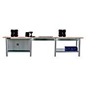 Simonrack Simonwork Banco de trabajo BT6 PRO Box Cabinet Laminate (L x An: 75 x 300 cm, Altura de trabajo: 86,5 cm, Carga soportada: 1.000 kg, Gris/Haya, Número de cajones: 2 ud.) | BAUHAUS