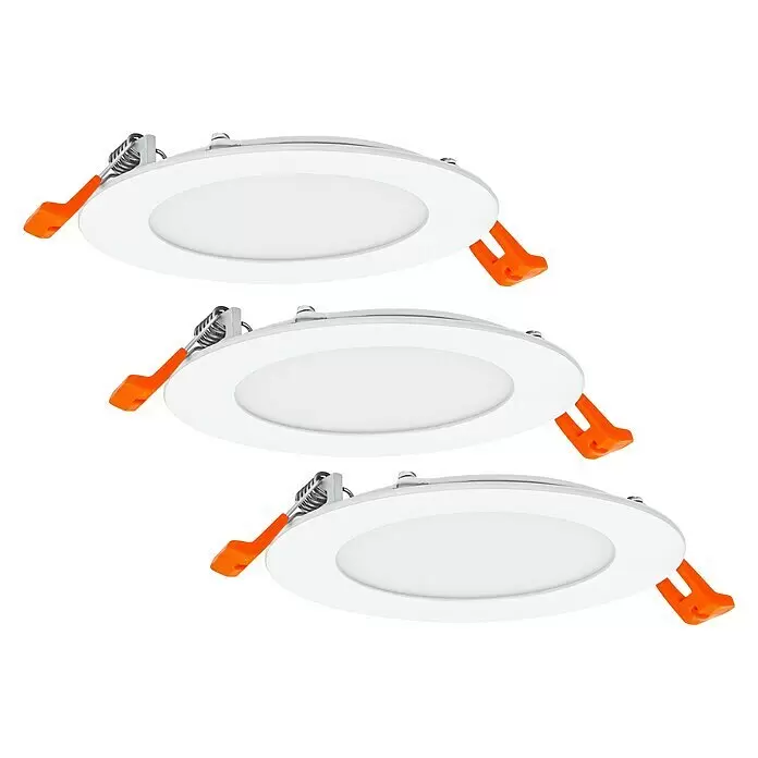 Ledvance LED-Einbauleuchten-Set rund - 8 W, Ø x H: 12 x 2,4 cm, Weiß, Warmweiß - Vorderansicht