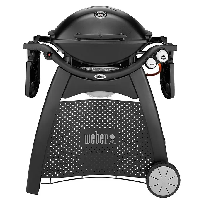 Weber Barbacoa de gas Q3000 - Superficie de la parrilla (An x Pr): 64 x 45 cm, 6,4 kW, Número de quemadores: 2 ud. - Barbacoa de gas Weber Q 1200 con carro práctico para un fácil transporte y una cómoda parrillada al aire libre.