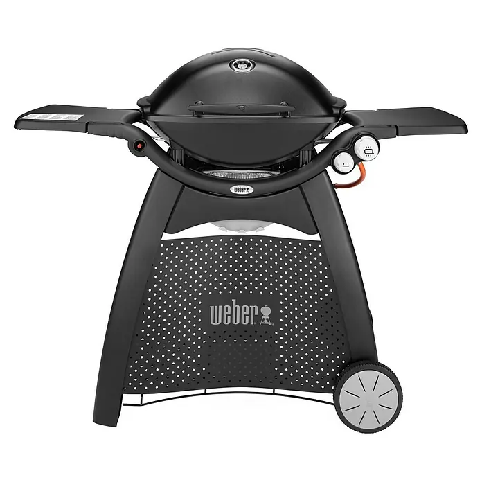 Weber Barbacoa de gas Q3000 - Superficie de la parrilla (An x Pr): 64 x 45 cm, 6,4 kW, Número de quemadores: 2 ud. - Barbacoa de gas Weber negra con mesas laterales y mandos. Ideal para asados al aire libre.