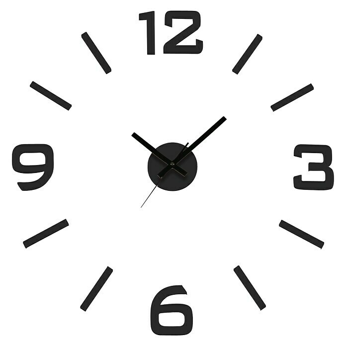 Reloj de pared redondo Pegatina (Negro, Diámetro: 35 cm)