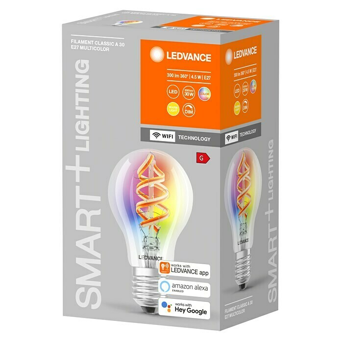 Ledvance Smart+ WiFi Ledlamp Classic Color (E27, Dimbaar, Warm wit, 300 lm, 4,5 W) | BAUHAUS