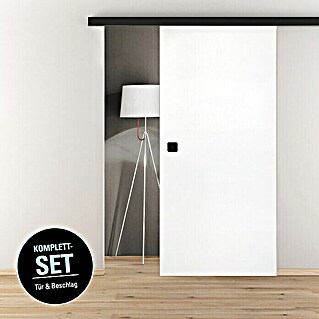 Diamond Doors Schiebetür-Komplettset Black Edge (935 x 2.058 mm, Weiß, Mittellage: Wabe)