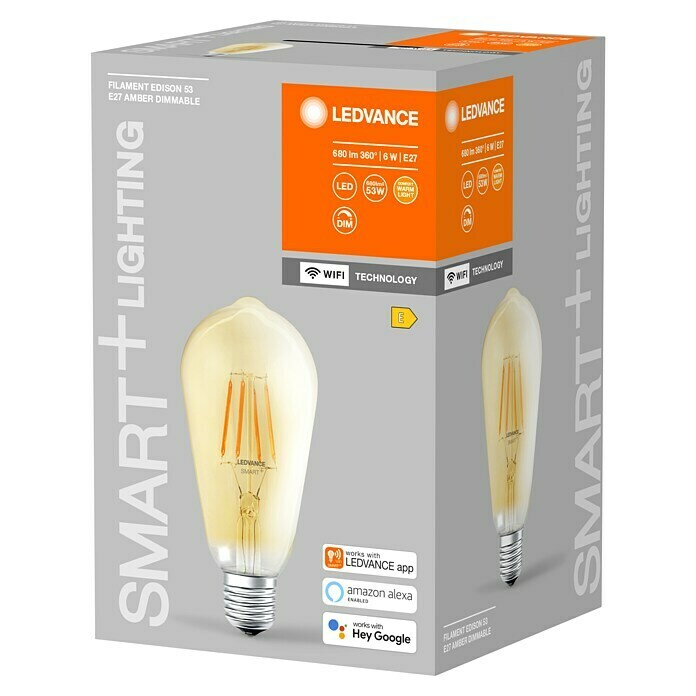 Ledvance Smart+ WiFi Ledlamp Edison Gold (E27, Dimbaar, Warm wit, 680 lm, 6 W) | BAUHAUS