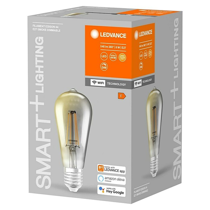 Ledvance Smart+ WiFi Ledlamp Edison Smoke (E27, Dimbaar, Warm wit, 540 lm, 6 W) | BAUHAUS