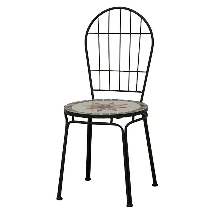 Siena Garden Stella Gartenstuhl - Stapelbar, Eisengrau, B x T x H: 42 x 40,5 x 95 cm - Eleganter Gartenstuhl mit Mosaikmuster und schwarzem Metallgestell, ideal für den Außenbereich. Der Stuhl vereint Stil und Funktionalität perfekt.