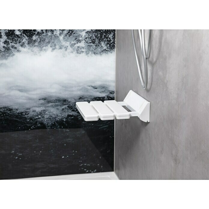 careosan Asiento plegable para la ducha (32 x 32 cm, Carga soportada: 110 kg, Blanco)