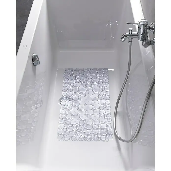 Diaqua Antirutschmatte Sasso - L x B: 71 x 36 cm, PVC, Transparent - Ein rutschfester Badewannenmatte mit Saugnäpfen in einer weißen Badewanne für mehr Sicherheit und Komfort beim Duschen oder Baden.