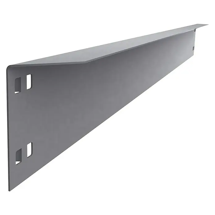 Simonrack Simontaller Travesaño para estanterías de carga pesada L 95 - L x An x Al: 90 x 6,9 x 3 cm, Gris - El borde metálico gris está en ángulo y tiene recortes rectangulares en el lateral. Diseñado para bordes de jardines y paisajes limpios y precisos.