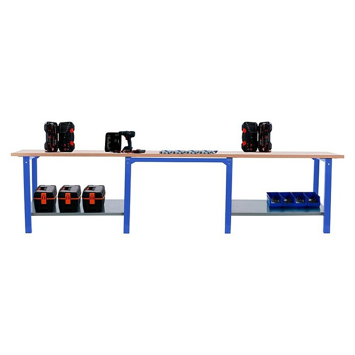 Simonrack Simonwork Banco de trabajo BT6 PRO Triple Laminate (L x An: 75 x 300 cm, Altura de trabajo: 86,5 cm, Carga soportada: 1.000 kg, Azul) | BAUHAUS