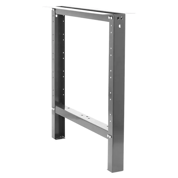Simonrack Simonwork Base del banco de trabajo BT6 - Gris, Específico para: Bancos de trabajo BT6 - Toma de un marco metálico para una mesa. El marco de la mesa es de metal gris y tiene numerosos orificios para tornillos.