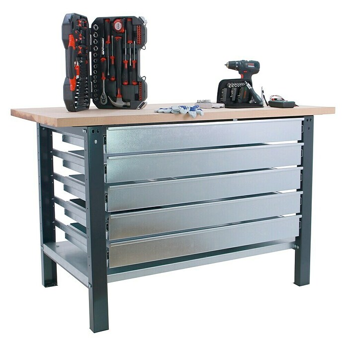 Simonrack Simonwork Banco de trabajo BT6L PRO Box Laminate (L x An: 75 x 150 cm, Altura de trabajo: 86,5 cm, Carga soportada: 1.000 kg, Antracita) | BAUHAUS