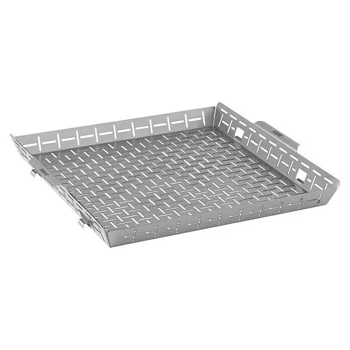 Weber Crafted Cesta para barbacoa - L x An x Al: 41 x 43 x 5 cm, Acero inoxidable - Cesta para asar perforada de acero inoxidable plateado para verduras y pequeños artículos.
