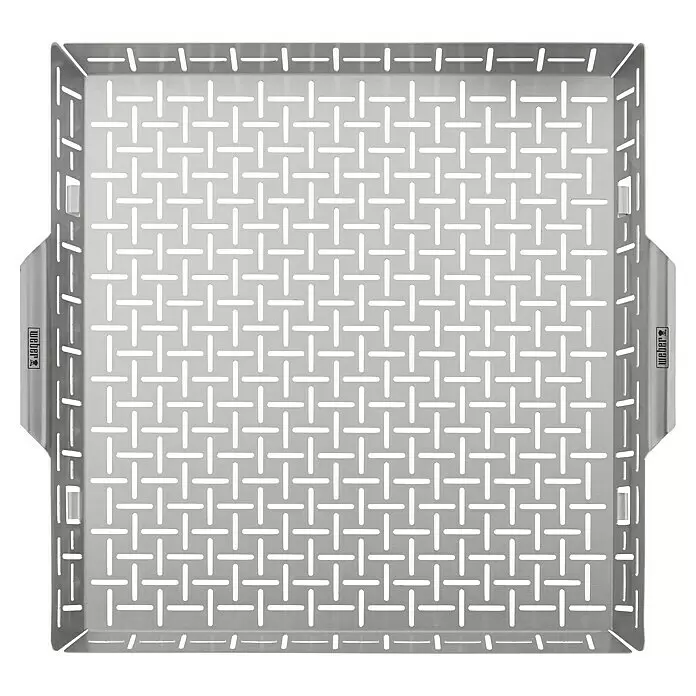 Weber Crafted Cesta para barbacoa - L x An x Al: 41 x 43 x 5 cm, Acero inoxidable - Cesta de parrilla de acero inoxidable plateado con patrón perforado, ideal para asar alimentos pequeños.
