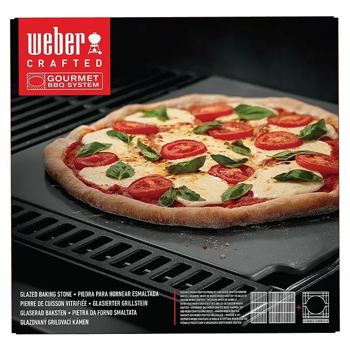 Weber Crafted Pizzastein Glasiert - L x B: 41,4 x 40,6 cm - Weber CRAFTED Glasierter Grillstein für perfekte Pizza oder Brot vom Grill. Vielseitig einsetzbar für köstliche Ergebnisse.