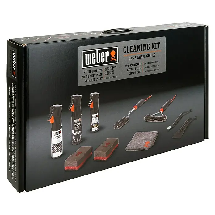 Weber Reinigungs-Set Emaille - 10 -tlg. - Weber Reinigungsset für Gas-Emaille-Grills zur Pflege und Reinigung Ihres Grills, inklusive Reiniger, Bürsten und Schwämmen.