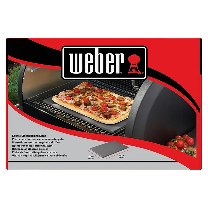 Weber Pizzastein - L x B: 30 x 44 cm - Weber Square Glazed Baking Stone für perfekte Pizza und Brot vom Grill. Rechteckiger Pizzastein für ein optimales Grillerlebnis.