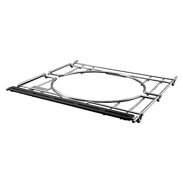 Weber Crafted Módulo base - Específico para: Parrillas de gas Weber Spirit Series a partir de 2016 / Parrillas de pellets Weber Smokefire - Soporte para una placa de parrilla. El producto está hecho de acero cromado y tiene una abertura ovalada en el centro.