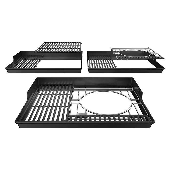 Weber Crafted Basismodul Grillrost - Passend für: Weber Gasgrills Genesis Serie ab 2016 - Produktansicht eines Grills mit verschiedenen Grillrosten und Zubehörteilen für vielseitige Grillmöglichkeiten.