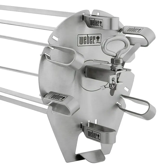 Weber Crafted Grillspieß Set - Länge: 43,68 cm, 6 -tlg. - Abbildung eines Weber Drehspieß-Zubehörs aus Edelstahl, ideal für Grillgerichte. Perfekt für eine gleichmäßige Hitzeverteilung.