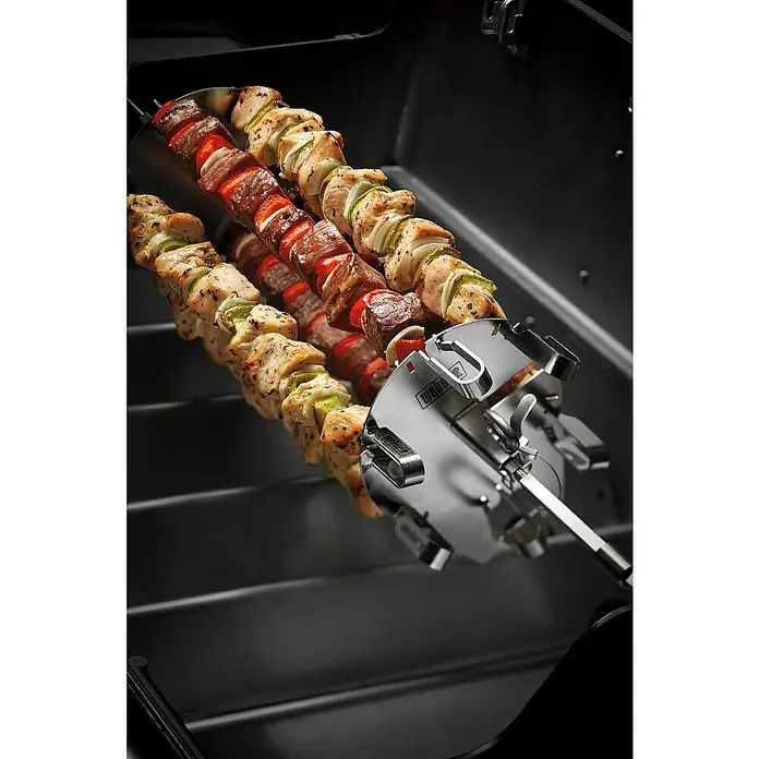 Weber Crafted Grillspieß Set - Länge: 43,68 cm, 6 -tlg. - Der Weber Rotisserie-Aufsatz hält köstliche Schaschlikspieße und sorgt für eine gleichmäßige Garung auf dem Grill.