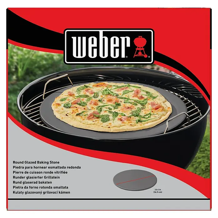 Weber Pizzastein - Durchmesser: 36 cm - Weber Grillstein aus glasierter Keramik für Pizza und Brot mit 36,5 cm Durchmesser.