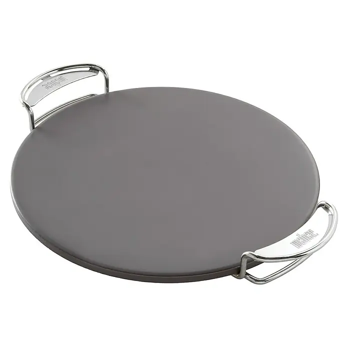 Weber Pizzastein Crafted GBS - Durchmesser: 33,5 cm - Weber Pizzastein mit Tragegestell aus Edelstahl, ideal für knusprige Pizza vom Grill.