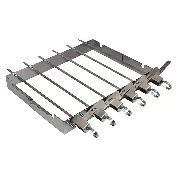 Jim Beam Grillspieß mit Halterung - Länge: 34,5 cm, 7 -tlg. - Diagonale Ansicht