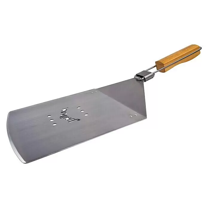 Jim Beam Grillgutwender - Länge: 54 cm - Große, gelochte Pizzaschaufel aus Edelstahl mit Holzgriff.