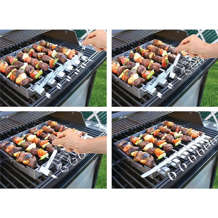 Jim Beam Grillspieß mit Halterung - Länge: 34,5 cm, 7 -tlg. - Grillspieße auf dem Grillwender.