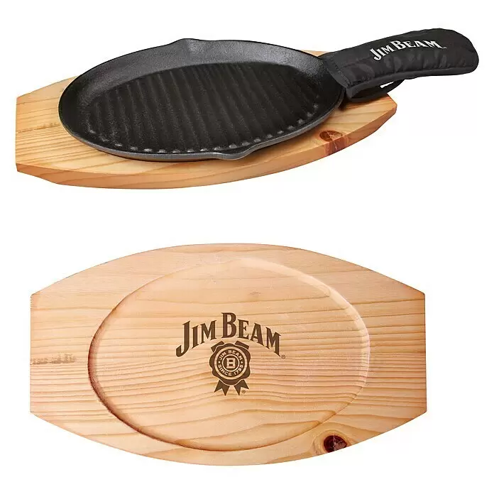 Jim Beam Pfannen-Set - 3 -tlg., Holz - Diagonale Ansicht