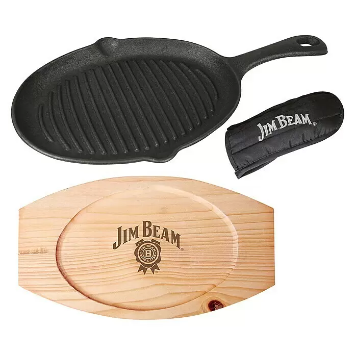 Jim Beam Pfannen-Set - 3 -tlg., Holz - Diagonale Ansicht