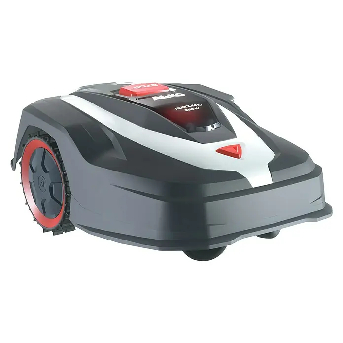 AL-KO Mähroboter Robolinho 350W - 350 m², Schnittbreite: 20 cm, Induktionsgestützte Navigation, Begrenzungskabel - Der AL-KO Robolinho 350 W Mähroboter in Grau mit roten Akzenten ist ein praktischer Helfer für den Garten.