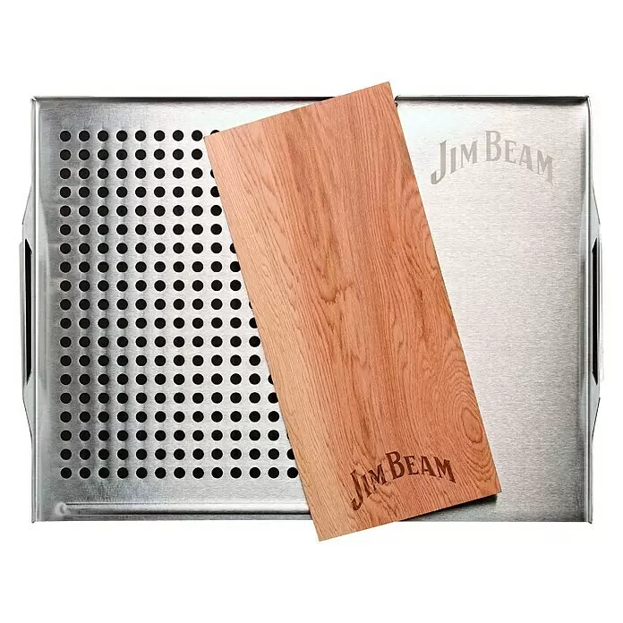 Jim Beam Grillplatte - Edelstahl, L x B x H: 59 x 30 x 1,2 cm - Vorderansicht