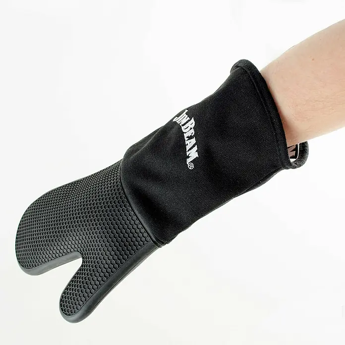 Jim Beam Grillhandschuh - Einheitsgröße, Silikon - Hier ist ein schwarzer Jim Beam Ofenhandschuh, der die Hand vor Hitze schützt, ideal für Küche und Grillen.