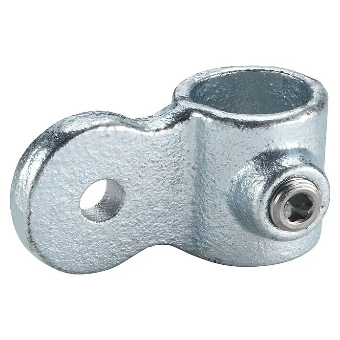 Mottez Rohrverbinder M071V27 - Durchmesser: 27 mm, Feuerverzinkt - Ein verzinkter Rohrverbinder für Rohre, mit Schraube zur Fixierung und einem Loch zur Befestigung.
