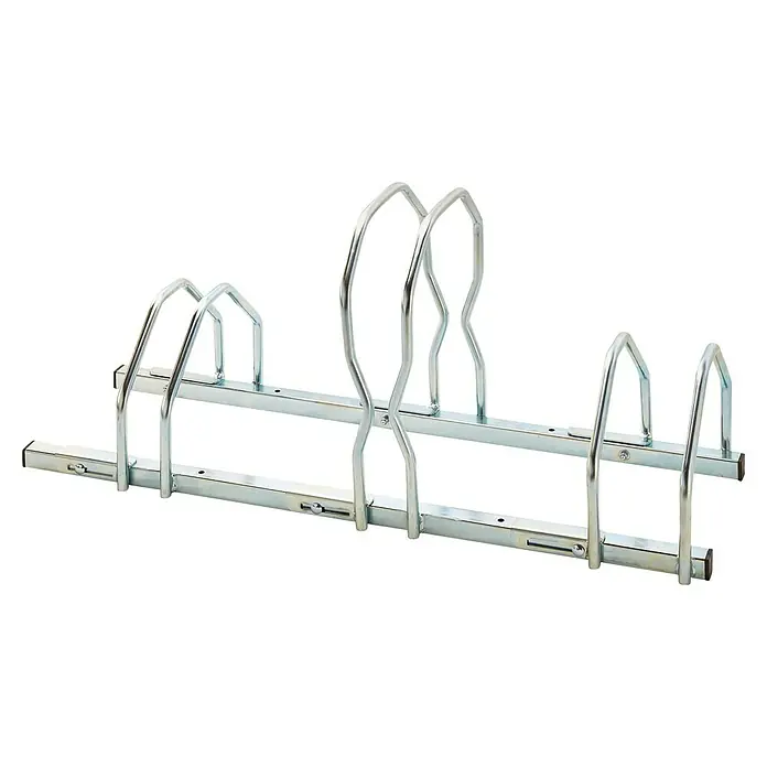 Mottez Fahrradständer B129V3XL - L x B x H: 98 cm x 39 mm x 45 mm, 3 Fahrräder, Feuerverzinkt - Silberner Fahrradständer für mehrere Fahrräder zur sicheren Aufbewahrung. Ideal für den Außenbereich.
