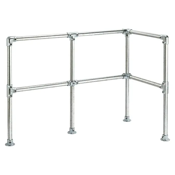 Mottez Rohrverbinder M065V42 - Durchmesser: 42 mm, Feuerverzinkt - Silbernes Rohrgeländer aus Metall mit Verbindungselementen, robust und langlebig. Ideal für Industrie und Gewerbe.