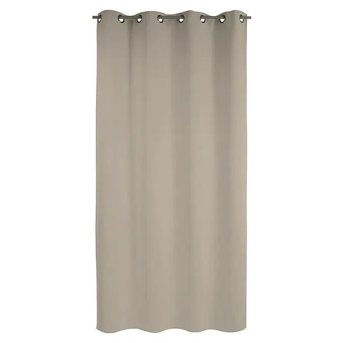 Cortina térmica Fresh - An x Al: 140 x 250 cm, 100% poliéster, Lino - Cortina beige con suspensión de ojales en una barra gris. Ideal para oscurecer y decorar espacios habitables.