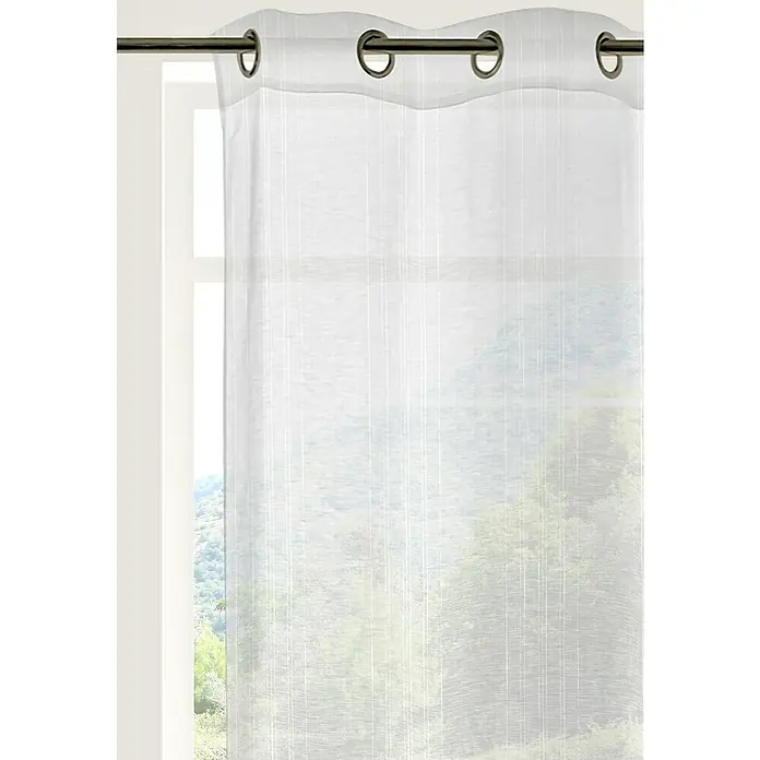 Visillo para ventana Feroe Jacquad - An x Al: 140 x 250 cm, 100% poliéster, Blanco - Elegante cortina blanca con suspensión de ojales. La cortina es translúcida y crea un ambiente acogedor en la habitación.