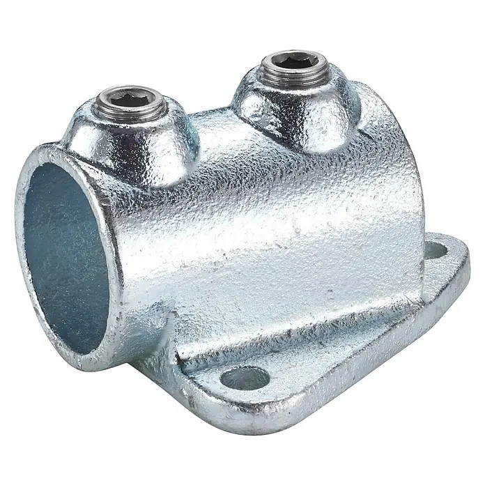 Mottez Rohrverbinder M070V42 - Durchmesser: 42 mm, Feuerverzinkt - Ein verzinkter, metallsilberner Rohrsattel mit zwei Innensechskantschrauben. Ideal für die sichere Rohrbefestigung.