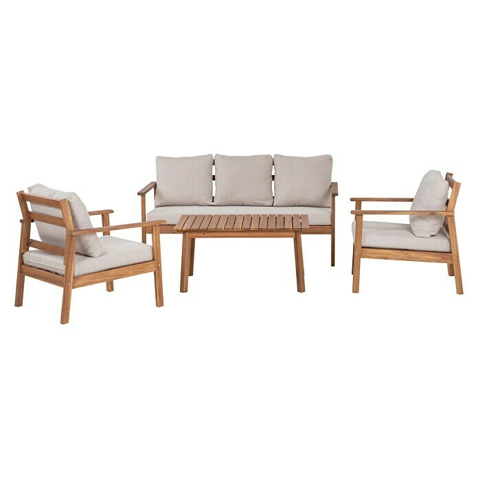 Sunfun Conjunto de muebles Aroa (4 pzs., Madera de acacia, Marrón/Gris) | BAUHAUS