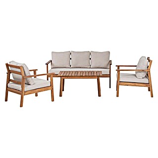 Sunfun Conjunto de muebles Aroa (4 pzs., Madera de acacia, Marrón/Gris)