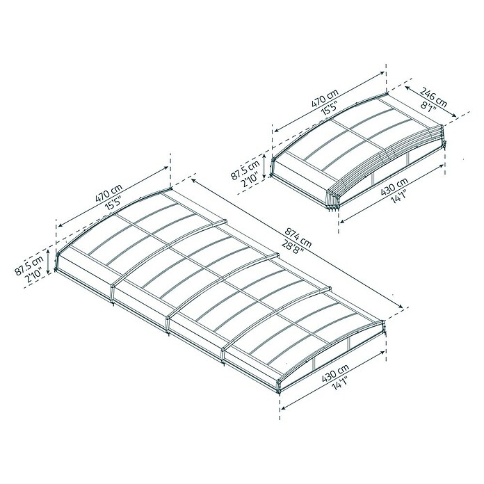 Palram – Canopia Cubierta para piscina Majorca (Específico para: Piscina, L x An: 800 x 400 cm, Aluminio) | BAUHAUS