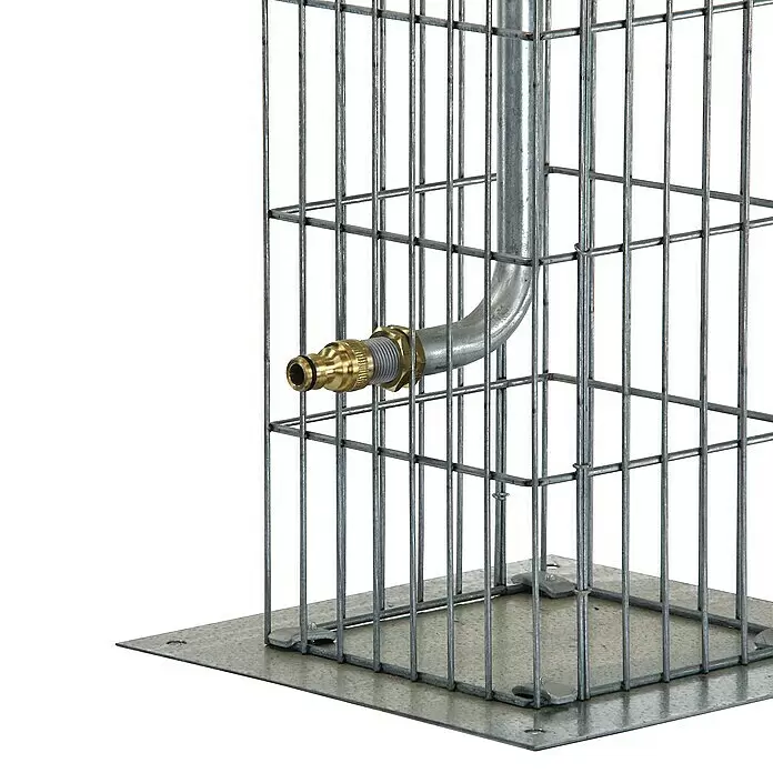 Bellissa Gabionensäule Gabione - 18,5 x 18,5 x 90,5 cm, Stahl, Maschenbreite: 25 mm, Maschenhöhe: 100 mm - Gabion aus verzinktem Metall mit integriertem Metallrohr und Messing-Schlauchanschluss als Wasserauslass.
