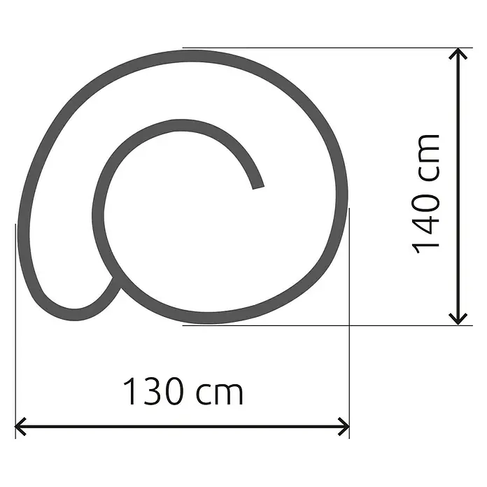 Bellissa Kräuterspirale Corten - 130 x 140 x 80 cm - Draufsicht des grauen Baby-Nestchens mit den Maßen 130 x 140 cm, ideal für Babys. Sorgt für einen sicheren und bequemen Schlafplatz.
